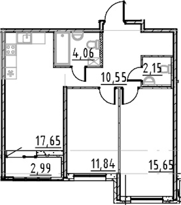 2-комнатная квартира 61.9 м², 4/9 эт., ЖК «Город Первых»